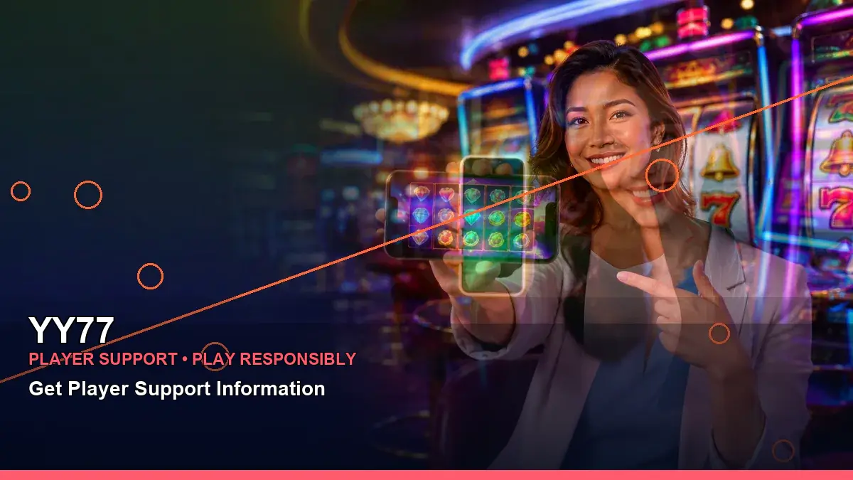 YY77 reels casino bonus games featuring an adult Filipina casino host with a wide-action composition