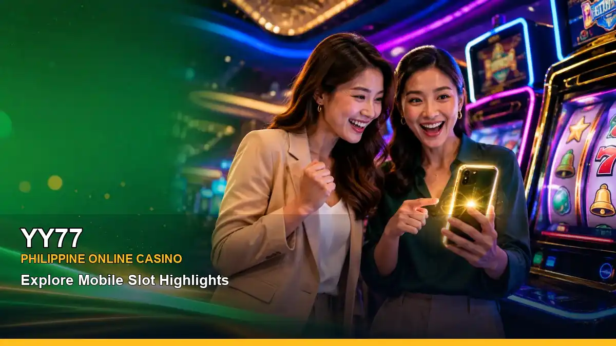YY77 casino first deposit rewards featuring an adult Filipina casino host with a radiant composition — view 2