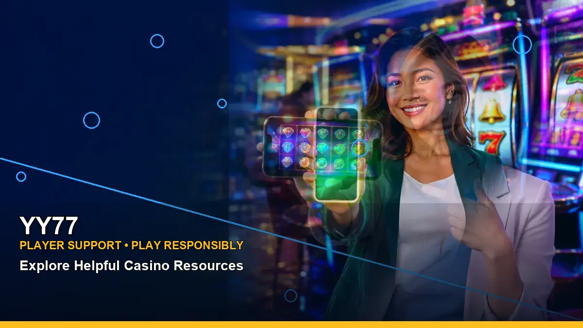 YY77 right-framed mobile casino app highlighting mobile-friendly casino play