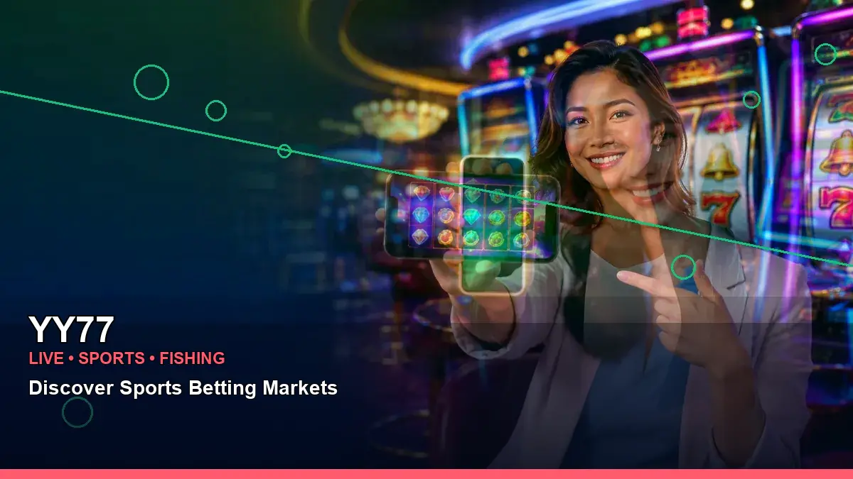 YY77 first casino deposit and wallet options featuring an adult Filipina casino host with a wide-action composition